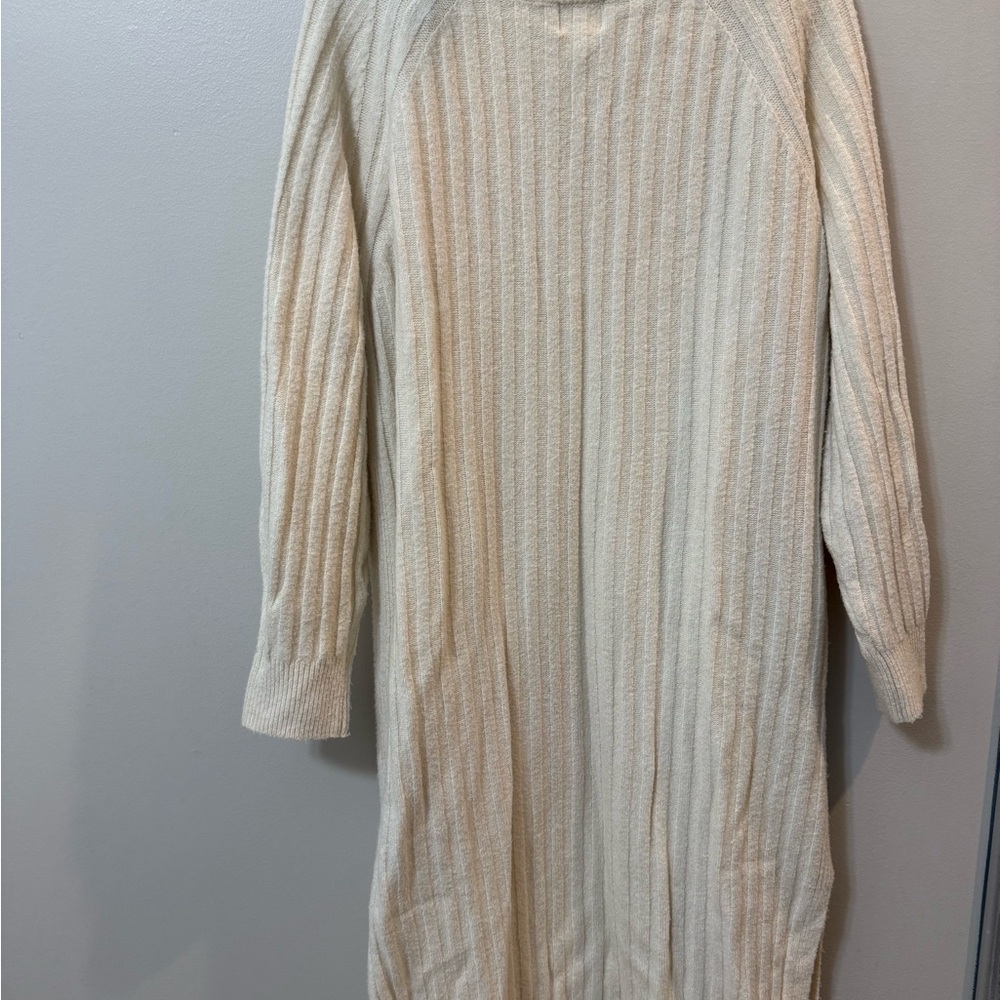 H&M Cream Ribbed Midi Dress